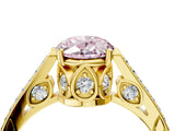 Yellow gold Fancy Pink Oval  Cut Cathedral Pave Diamond Engagement Ring with Six-Prong Setting_36