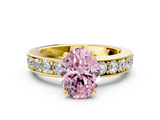 Yellow gold Fancy Pink Oval  Cut Channel Set Diamond Engagement Ring with Four-Prong Setting_252
