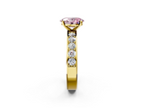 Yellow gold Fancy Pink Oval  Cut Channel Set Diamond Engagement Ring with Four-Prong Setting_254