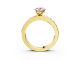 Yellow gold Fancy Pink Oval  Cut Channel Set Diamond Engagement Ring with Four-Prong Setting_255
