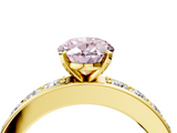Yellow gold Fancy Pink Oval  Cut Channel Set Diamond Engagement Ring with Four-Prong Setting_256