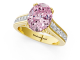 Yellow gold Fancy Pink Oval  Cut Channel Set Solitaire Engagement Ring with Prong Setting_21