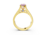 Yellow gold Fancy Pink Oval  Cut Channel Set Solitaire Engagement Ring with Prong Setting_23