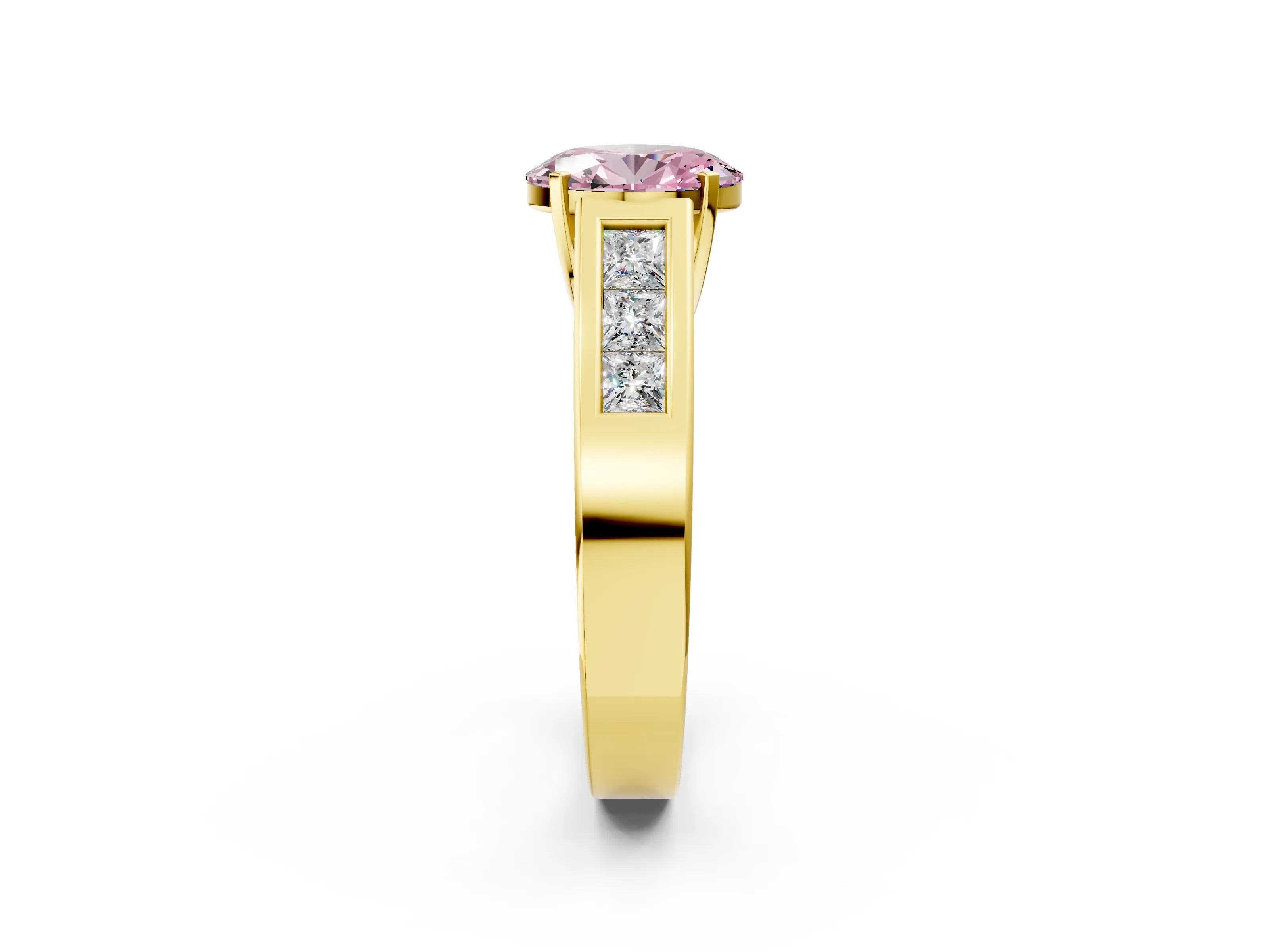 Yellow gold Fancy Pink Oval Cut Cut Channel Set Solitaire Ring with Four-Prong Setting_2