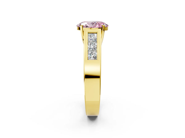 Yellow Gold Oval Channel Set Engagement Ring Setting for Fancy Pink Center