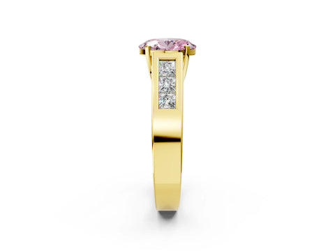 Yellow gold Fancy Pink Oval Cut Cut Channel Set Solitaire Ring with Four-Prong Setting_2