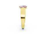 Yellow gold Fancy Pink Oval Cut Cut Diamond Channel Set Solitaire Ring with Four-Prong Setting_2