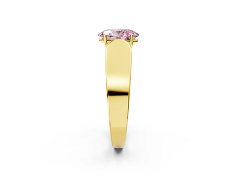 Yellow gold Fancy Pink Oval Cut Cut Diamond Channel Set Solitaire Ring with Four-Prong Setting_2