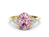 Yellow gold Fancy Pink Oval Cut Cut Diamond Cluster Ring with Solitaire Band and Four-Prong Setting_12