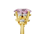 Yellow gold Fancy Pink Oval Cut Cut Diamond Cluster Ring with Solitaire Band and Four-Prong Setting_17