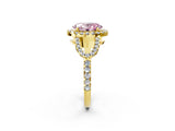 Yellow gold Fancy Pink Oval Cut Cut Diamond Halo Engagement Ring with Open Split Pavé Band_2