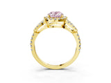 Yellow gold Fancy Pink Oval Cut Cut Diamond Halo Engagement Ring with Open Split Pavé Band_3