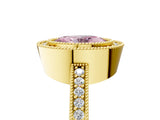 Yellow gold Fancy Pink Oval Cut-Cut Diamond Halo Engagement Ring with Pave Band and Prong Setting_5