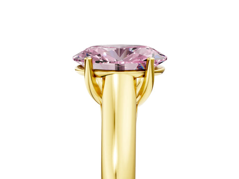 Yellow gold Fancy Pink Oval Cut Cut Diamond Solitaire Engagement Ring with Tapered Plain Band and Four-Prong Setting_5