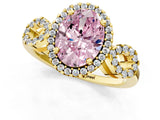 Yellow gold Fancy Pink Oval Cut Cut Halo Diamond Infinity Band with Four-Prong Setting_1