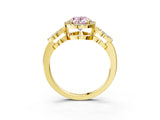 Yellow gold Fancy Pink Oval Cut Cut Halo Diamond Infinity Band with Four-Prong Setting_3