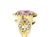 Yellow gold Fancy Pink Oval Cut Cut Halo Diamond Infinity Band with Four-Prong Setting_5