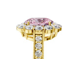 Yellow gold Fancy Pink Oval Cut Cut Halo Diamond Pavé Engagement Ring with Milgrain Detailing_5