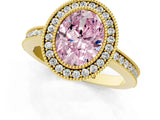 Yellow gold Fancy Pink Oval Cut Cut Halo Pavé Diamond Ring_1