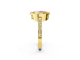 Yellow gold Fancy Pink Oval Cut Cut Halo Pavé Diamond Ring_2