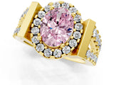 Yellow gold Fancy Pink Oval Cut Cut Halo Split Shank Prong Set Ring_1
