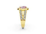 Yellow gold Fancy Pink Oval Cut Cut Halo Split Shank Prong Set Ring_2