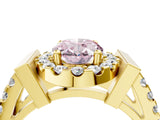 Yellow gold Fancy Pink Oval Cut Cut Halo Split Shank Prong Set Ring_4