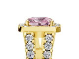 Yellow gold Fancy Pink Oval Cut Cut Halo Split Shank Prong Set Ring_5
