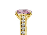 Yellow gold Fancy Pink Oval Cut Cut Pave Band Milgrain Solitaire Ring_5