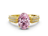 Yellow gold Fancy Pink Oval Cut Cut Pave Split Shank Engagement Ring with Four-Prong Setting