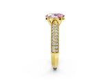 Yellow gold Fancy Pink Oval Cut Cut Pave Split Shank Engagement Ring with Four-Prong Setting_2