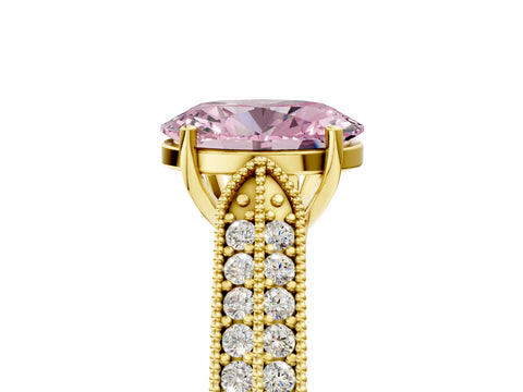 Yellow gold Fancy Pink Oval Cut Cut Pave Split Shank Engagement Ring with Four-Prong Setting_5