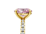 Yellow gold Fancy Pink Oval Cut Diamond Brilliant Solitaire Ring with Pavé Band and Four-Prong Setting_17