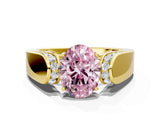 Yellow gold Fancy Pink Oval Cut Diamond Channel Set Solitaire Ring with Four-Prong Setting_12