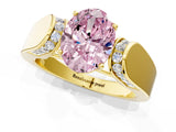 Yellow gold Fancy Pink Oval Cut Diamond Channel Set Solitaire Ring with Four-Prong Setting_13