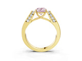 Yellow gold Fancy Pink Oval Cut Diamond Channel Set Solitaire Ring with Four-Prong Setting_15