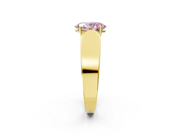 Yellow Gold Oval Channel Set Engagement Ring Setting for Fancy Pink Center with Wide Band