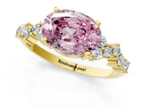Yellow gold Fancy Pink Oval Cut Diamond Cluster Pavé Band with Four-Prong Setting_13
