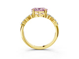Yellow gold Fancy Pink Oval Cut Diamond Cluster Pavé Band with Four-Prong Setting_15