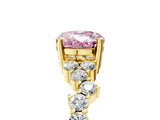 Yellow gold Fancy Pink Oval Cut Diamond Cluster Pavé Band with Four-Prong Setting_17