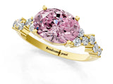 Yellow gold Fancy Pink Oval Cut Diamond Cluster Pavé Band with Four-Prong Setting_4