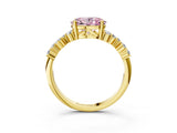 Yellow gold Fancy Pink Oval Cut Diamond Cluster Pavé Band with Four-Prong Setting_6