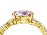 Yellow gold Fancy Pink Oval Cut Diamond Cluster Pavé Band with Four-Prong Setting_7