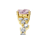 Yellow gold Fancy Pink Oval Cut Diamond Cluster Pavé Band with Four-Prong Setting_8