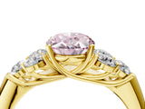 Yellow gold Fancy Pink Oval  Cut Diamond Cluster Ring with Round Accent Stones and Prong Setting on a Classic Band_53