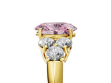 Yellow gold Fancy Pink Oval  Cut Diamond Cluster Ring with Round Accent Stones and Prong Setting on a Classic Band_54