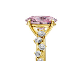 Yellow gold Fancy Pink Oval Cut Diamond Cluster Side Stone Solitaire Ring with Prong Setting_58