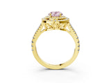 Yellow gold Fancy Pink Oval Cut Diamond Double Halo Ring with Pavé Band and Prong Setting_63