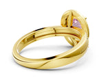Yellow gold Fancy Pink Oval Cut Diamond Double Halo Ring with Split Shank and Four-Prong Setting