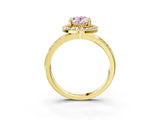 Yellow gold Fancy Pink Oval Cut Diamond Double Halo Ring with Split Shank and Four-Prong Setting_3